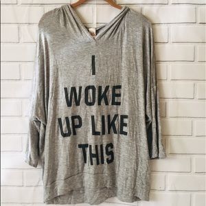 Gray I woke up like this 1X hoodie